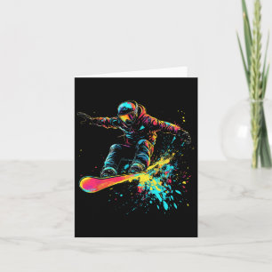 Carte Snowboard Color Paint Splash Snowboarder Downhi