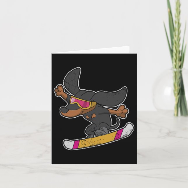 Carte Snowboard Dachshund Chien Snowboard Garçons Gir (Devant)