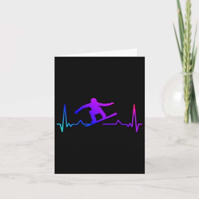 Carte Snowboard Heartbeat 80s 90s Retro Winter Snowboard (Devant)