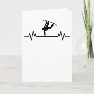Carte Snowboard Heartbeat Funny Sport Snowboard Cadeau