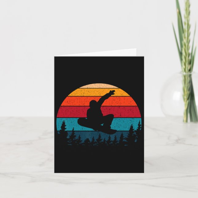 Carte Snowboard Retro Vintage Sunset Skier (Devant)