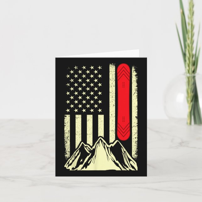 Carte Snowboard Ski Snowboard Drapeau américain Snowbo (Devant)
