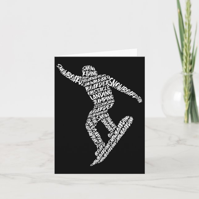 Carte Snowboard Snowboard Typographie Garçons Enfants Ho (Devant)