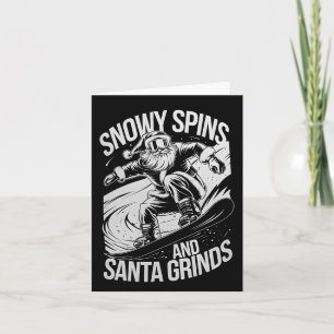 Carte Snowboardeur de Noël Snowy Spins Père Noël Grinds