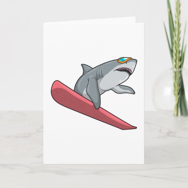 Carte Snowboardeur Requin Planche à Neige (Devant)