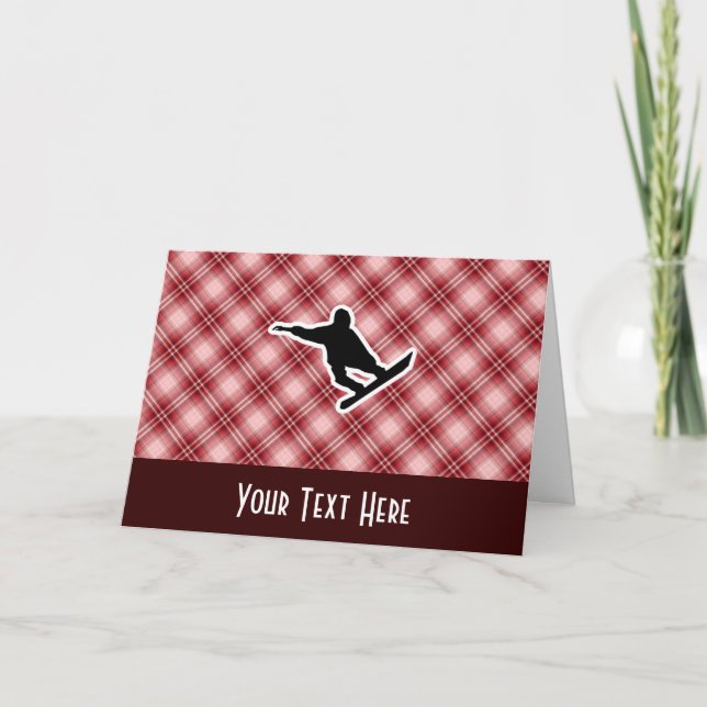Carte Snowboarding rouge de plaid (Devant)