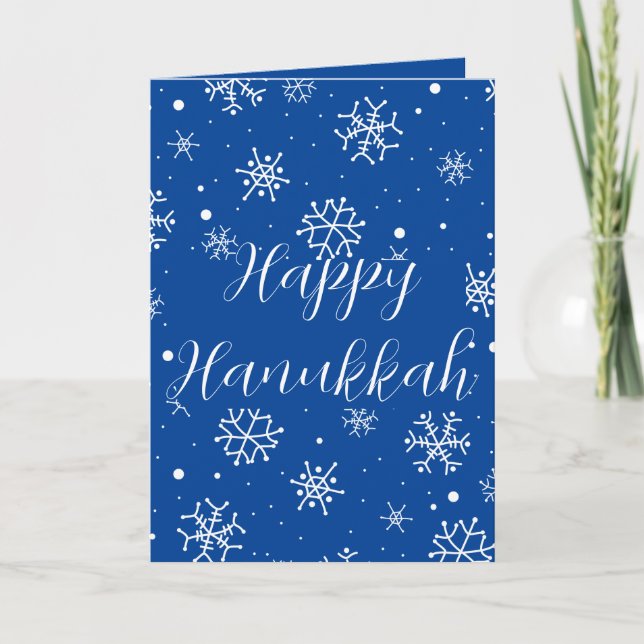 Carte Snowflakes Blue Happy Hanoukka (Devant)