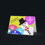 Carte Snowman<br><div class="desc">Un gentleman Snowman entouré d'ornements décoratifs</div>