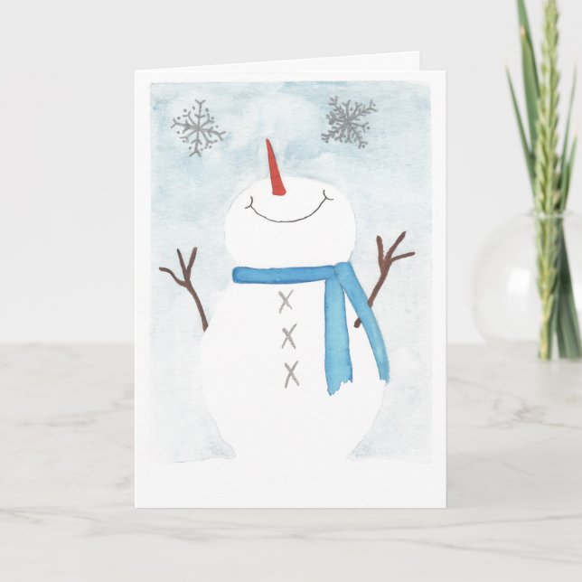 Carte Snowman admire des flocons de neige (Devant)