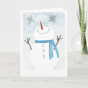 Carte Snowman admire des flocons de neige