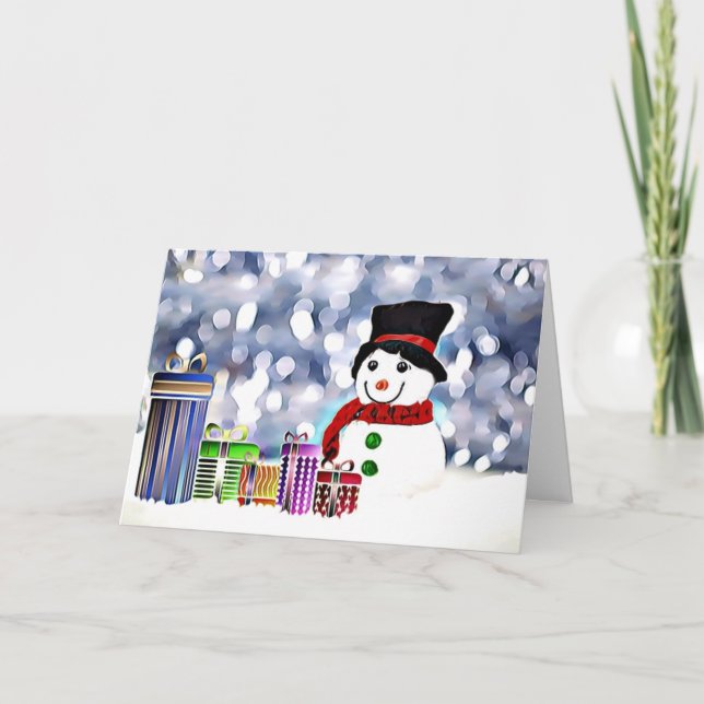 Carte Snowman avec ses cadeaux (Devant)
