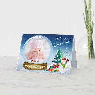 Carte Snowman Christmas Photo Snow Globe