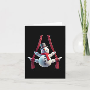 Carte Snowman de Noël aérien exécutant des soies