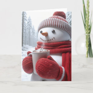 Carte Snowman De Noël Au Chocolat Chaud