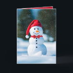 Carte Snowman De Noël Dans Les Flèches De Neige<br><div class="desc">Un mignon bonhomme de neige avec une cravate rouge dans les flocons de neige.</div>