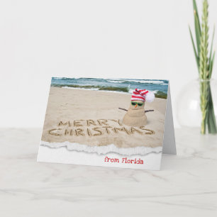 Carte Snowman De Noël Sur La Plage