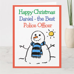 Carte Snowman Design Joyeux Noël à un policier