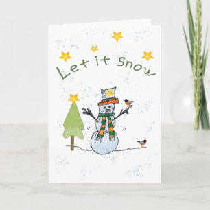 Carte Snowman et Oiseaux