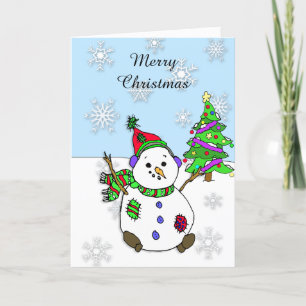 Carte Snowman et Snowflics Arbre de Noël