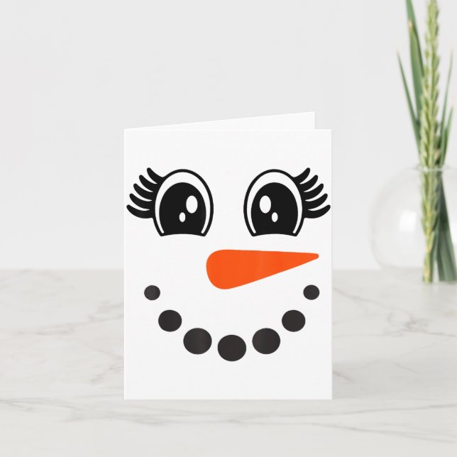 Carte Snowman Girl Face For Girls Christmas Winter  (Devant)