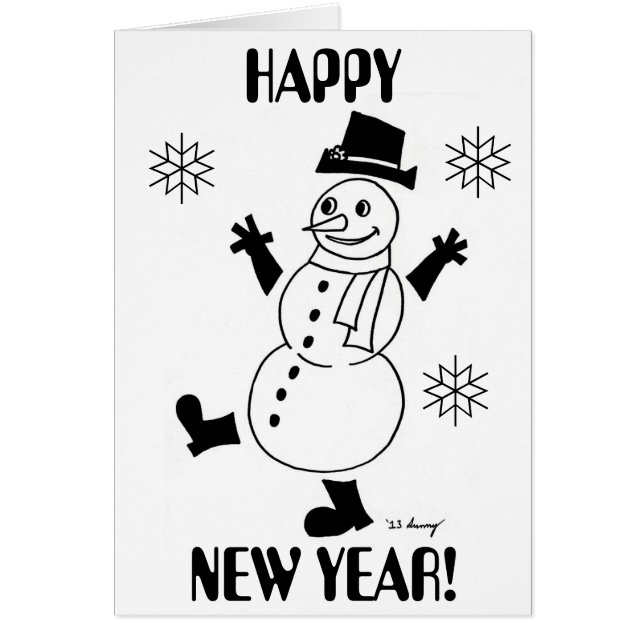 Carte Snowman "HAPPY NEW YEAR" (Devant)