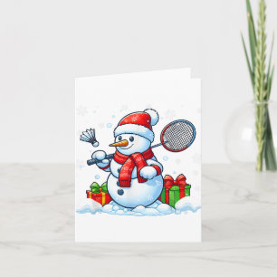 Carte Snowman Jouer Badminton Christmas Sport Joueur L