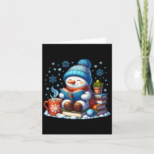 Carte Snowman Lecture Livre Amateurs Noël ver de livre L