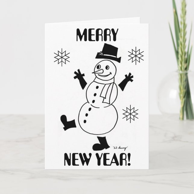 Carte Snowman "MERRY NEW YAR" (Devant)