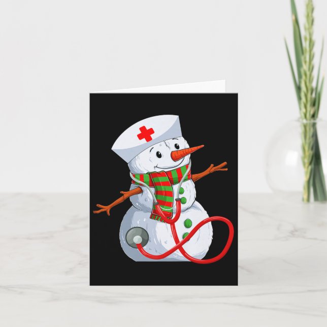 Carte Snowman Nurse Christmas Stethoscope Nursing Scrub  (Devant)