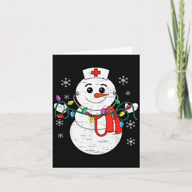 Carte Snowman Nurse Christmas Stethoscope Xmas Scrub Top (Devant)