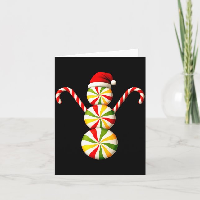 Carte Snowman Peppermint Candies Merry Christmas Pajamas (Devant)