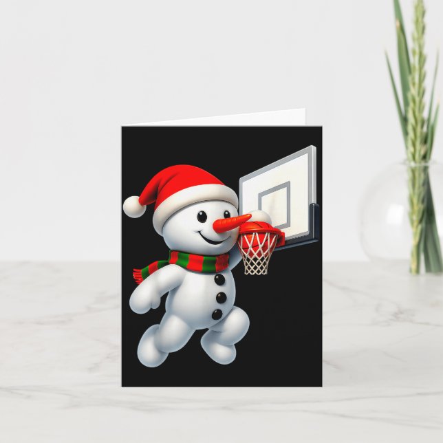 Carte Snowman Playing Basketball Merry Christmas Pajamas (Devant)