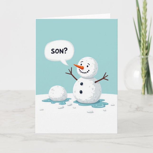 Carte Snowman Son Melting Funny Christmas Card (Devant)