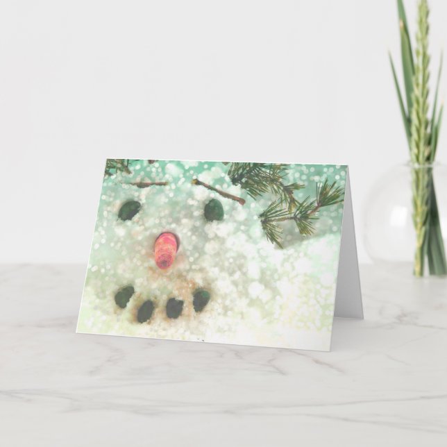Carte Snowman visage brillant mignon hiver (Devant)