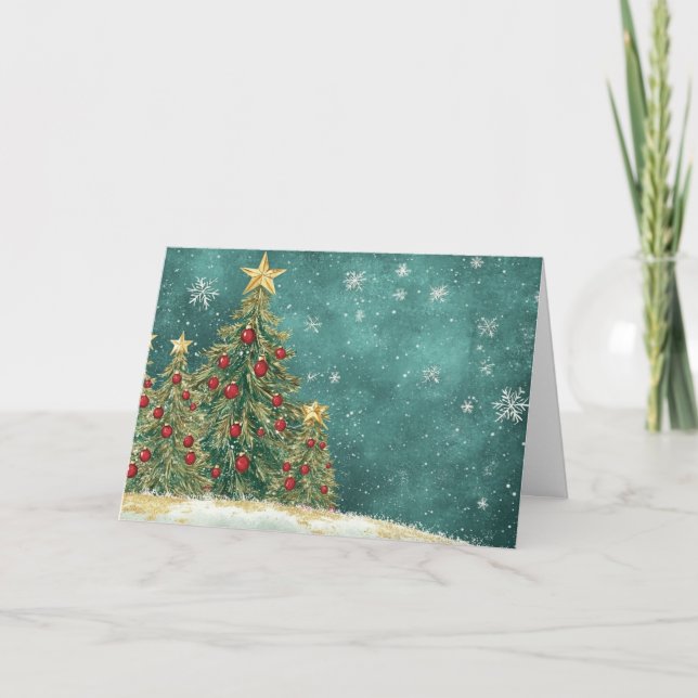 Carte Snowy Gold Foil Design Arbre de Noël (Devant)