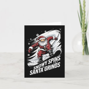 Carte Snowy Spins Père Noël Grinds Snowboard Noël Sno