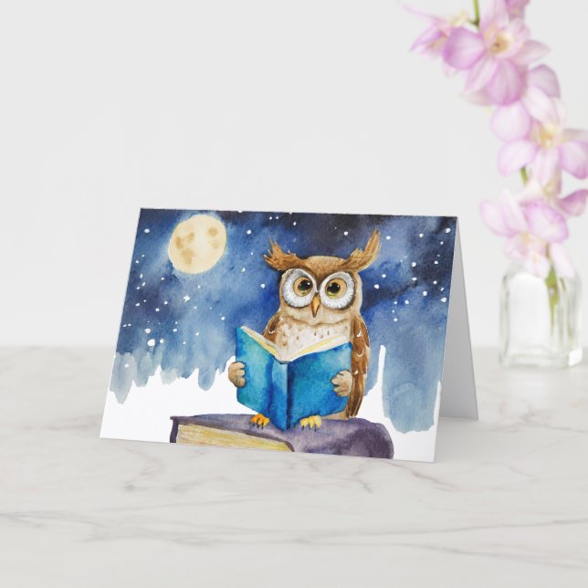 Carte Sober Owl Lecture Big Book Recovery Anniversaire (Orchidée)