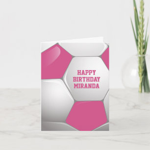 Carte Soccer Ball Pink and White