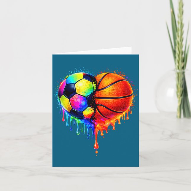 Carte Soccer Basketball Drip Heart Srts Valentines Day M (Devant)