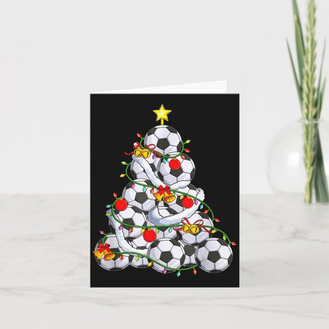 Carte Soccer Christmas Tree Ball Santa Hat Funny Xmas So (Devant)