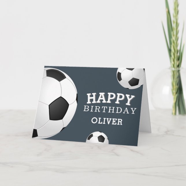 Carte Soccer Football Balls Sports Happy Birthday Kids (Devant)