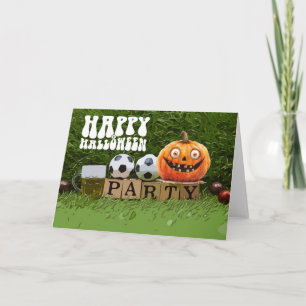 Carte Soccer Happy Halloween avec des balles