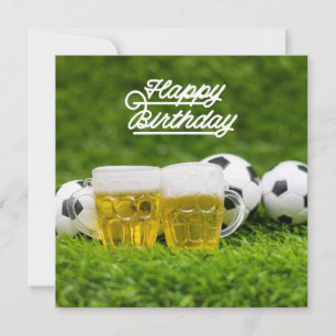 Carte Soccer Joyeux Anniversaire avec Bière et boules su