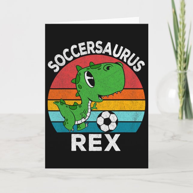 Carte Soccersaurus Rex Dinosaure de Football Pour Garçon (Devant)