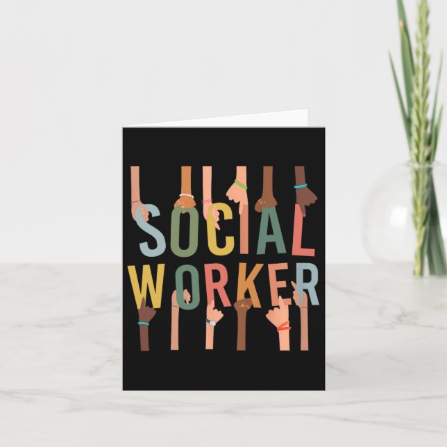 Carte Social Worker Life Funky Social Work Mois Noir H (Devant)