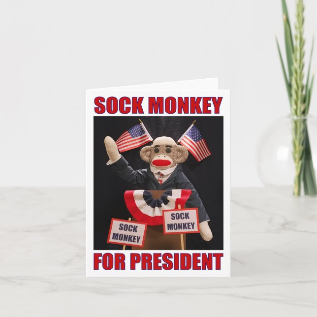 Carte Sock Monkey for President Note Card (Devant)