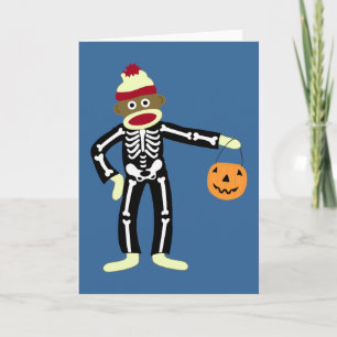 Carte Sock Monkey Skeleton Halloween