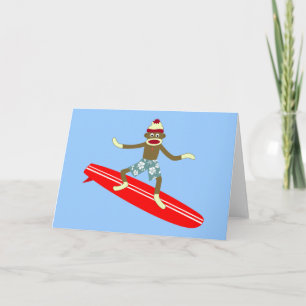Carte Sock Monkey Surfer