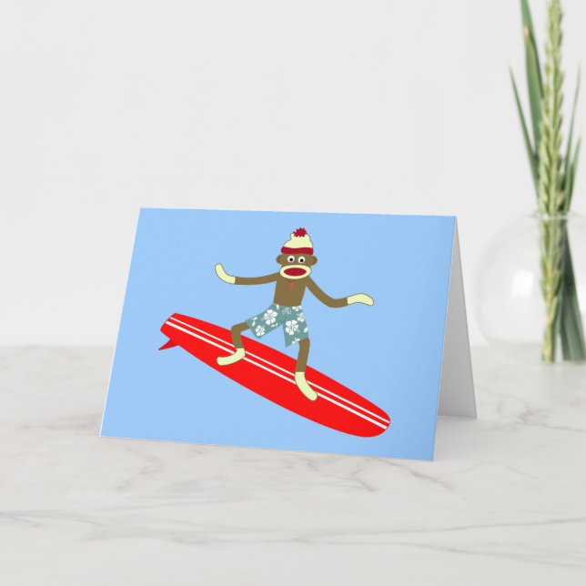Carte Sock Monkey Surfer (Devant)