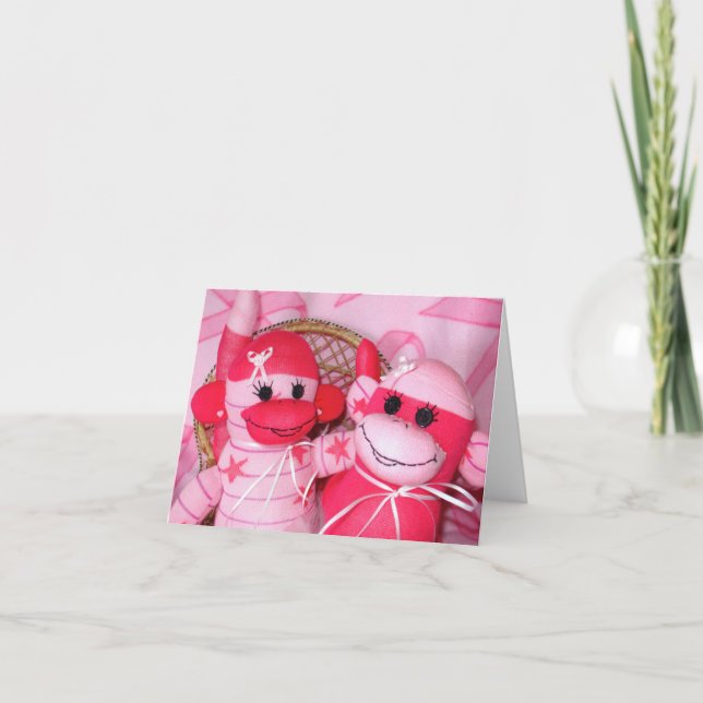 Carte Sock Monkeys pour la Cure Pink Friends Note Card (Devant)